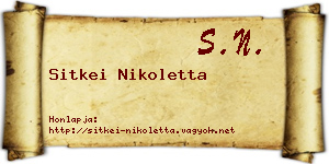 Sitkei Nikoletta névjegykártya